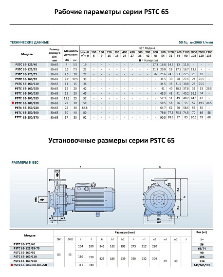 Насосный агрегат моноблочный фланцевый PURITY PSTC 65-200/220 Насосный агрегат моноблочный фланцевый PURITY PSTC 65-200/220